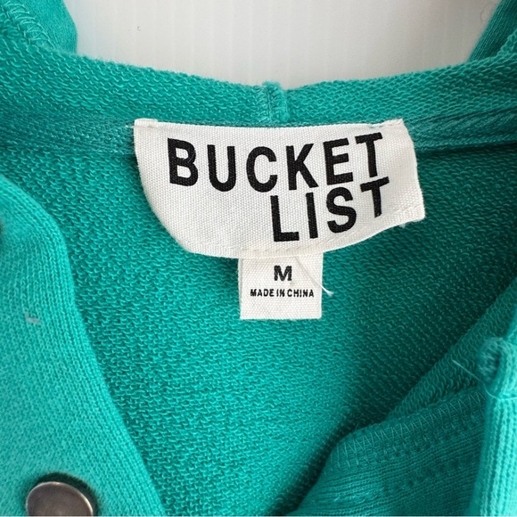 Bucket List womens teal pullover sweatshirt Washed French Terry Oversized Hoodie - Picture 3 of 7